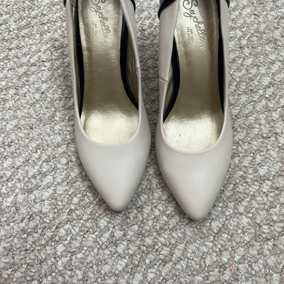 Seychelles white black pumps heels size 6 - Picture 2 of 9